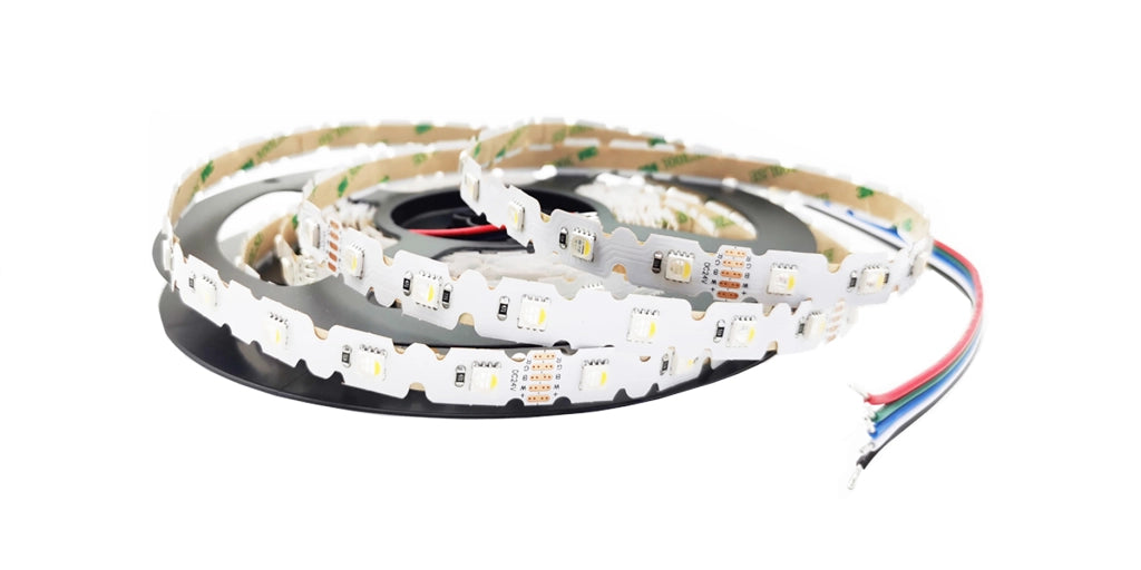 STRIP LED 5050 DC24V IN KAPTON 48 LED PER MT 10W PER MT 264LM RGB + LUCE NATURALE 4000K PIEGHEVOLE 1,2X500CM