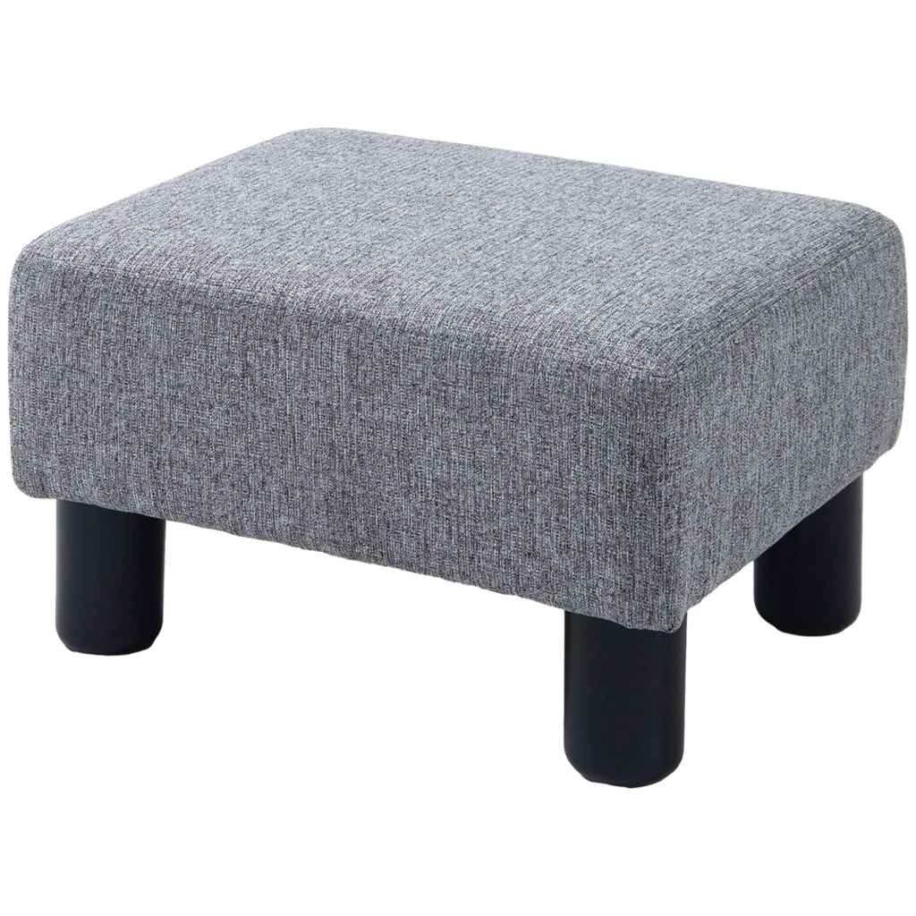 Pouf Poggiapiedi Imbottito in Tessuto Grigio ¨C Zephmum ¨C 40x30x24cm