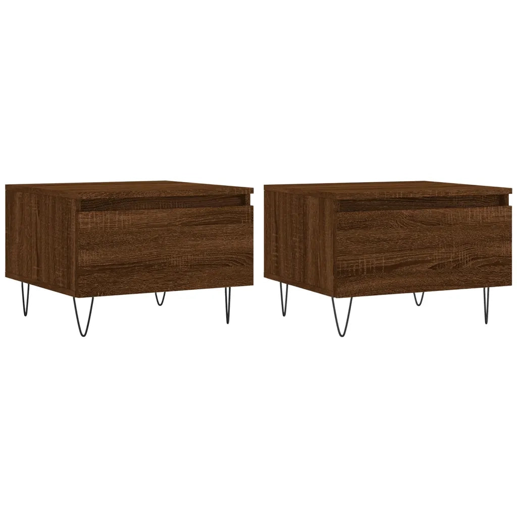 2 pz Tavolini salotto | Tavolino da caff¨¨ | Tavolino da Soggiorno Rovere Marrone 50x46x35 Legno Multistrato