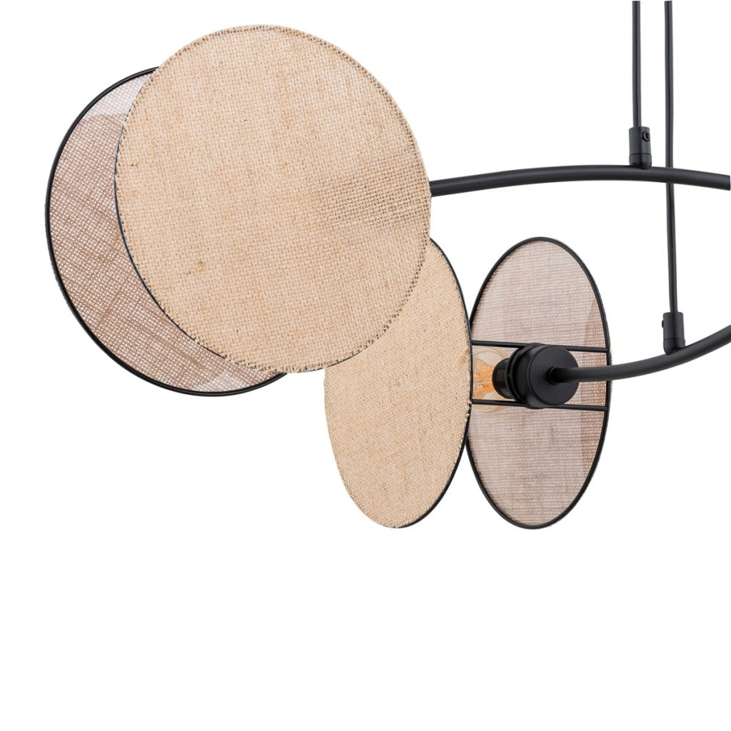 Lampada a sospensione MOTIF in acciaio nero e tessuto beige
