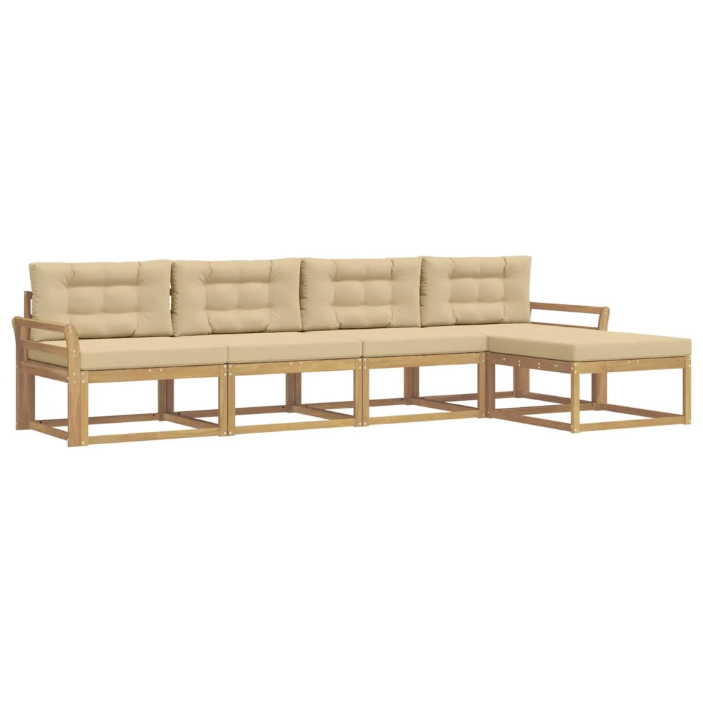 Set di divani da esterno 4 pz Bianco e Beige Poliestere 3386307