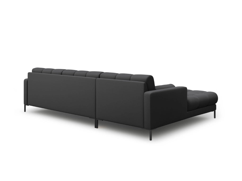 Cosmopolitan Design - Divano angolare sinistro "Bali" 5 posti in tessuto strutturato grigio scuro 
