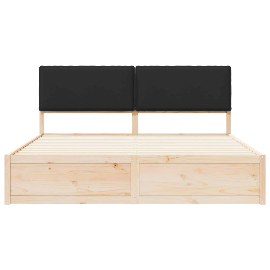 Letto con Testiera Rivestita Nero 180 x 200 cm Pino massello 3398111