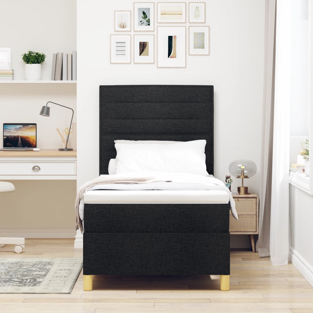 Letto a Box Spring con Materasso Nero Singolo