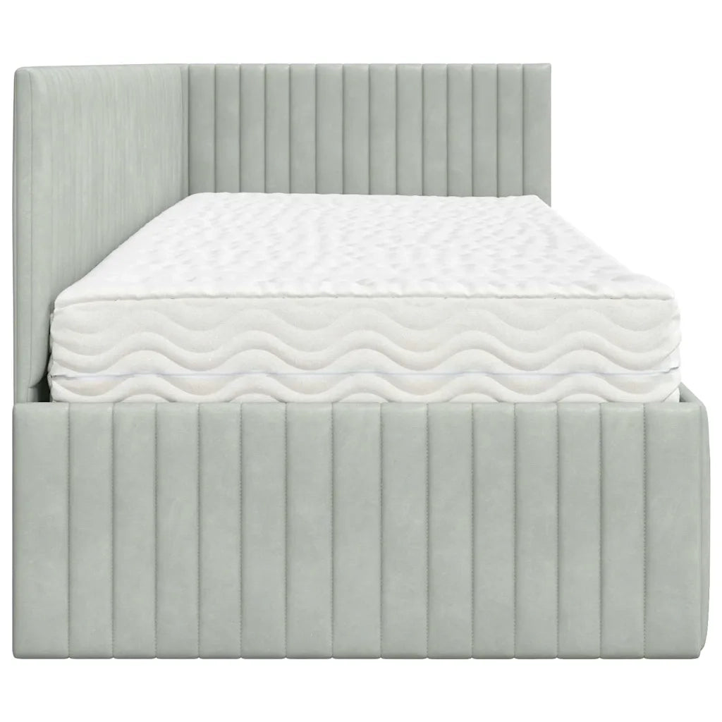 Letto singolo | Letto per adulti | Struttura Letto Angolare con Materasso 2 pcs Grigio chiaro