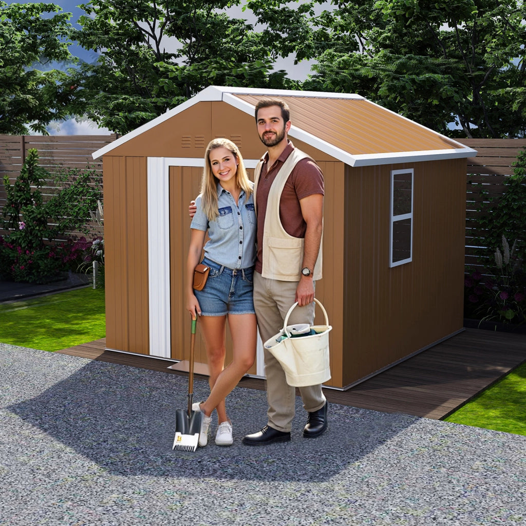 Capannone Da Giardino In Acciaio 180x96x194cm Con Finestra Porta Serrabile E Prese D Aria Senza Piatto Base