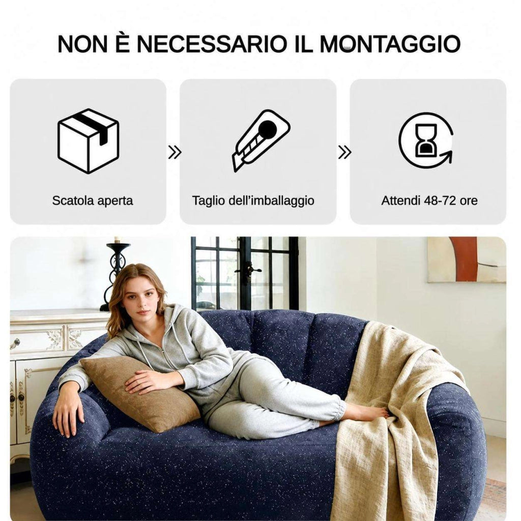 Poltrone relax, pouf, poltrone extra-large,Frevano ideali per il soggiorno e la camera da letto, colore nero