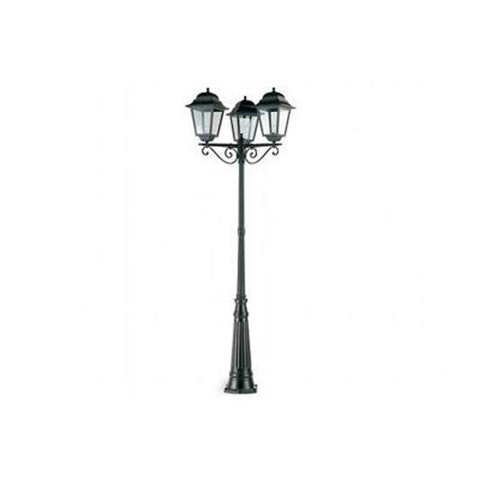 Lampione Esterno Contemporaneo H307,5Cm Mito Alluminio E Vetro Nero 3 Luci E27