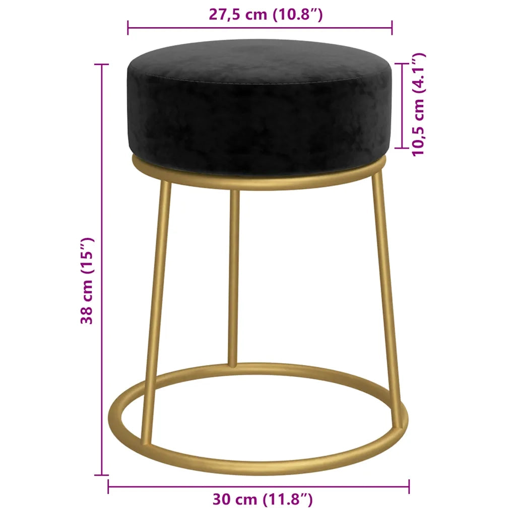 Sgabello Rotondo Nero in Velluto cod mxl 58432