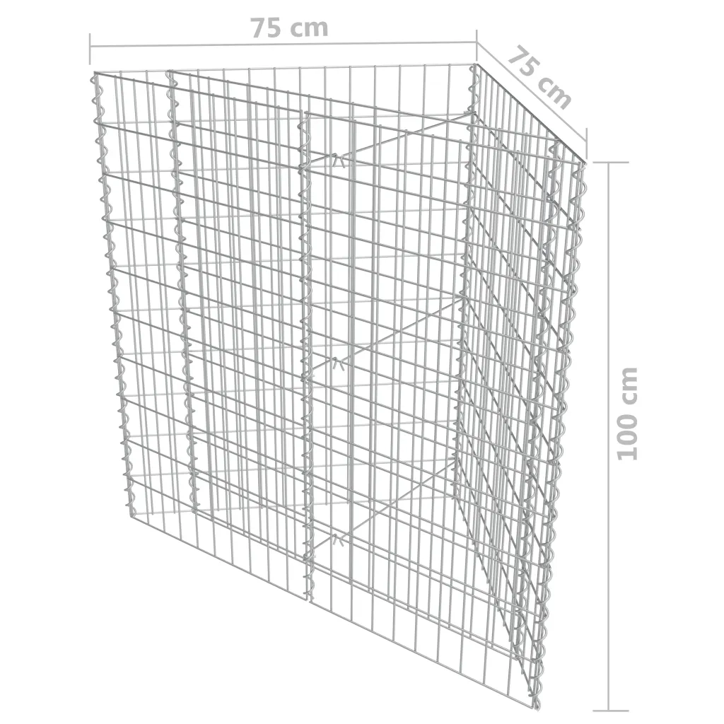 Gabbione Letto Rialzato in Acciaio Zincato 75x75x100 cm 143603
