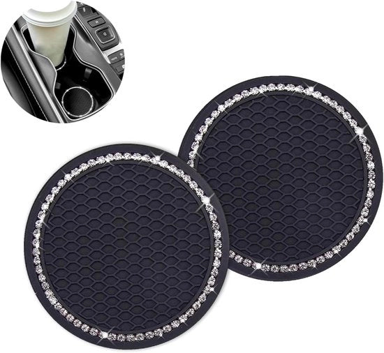 Set di 2 Bicchieri universali per auto con strass, antislip e decorazione auto accessori in nero