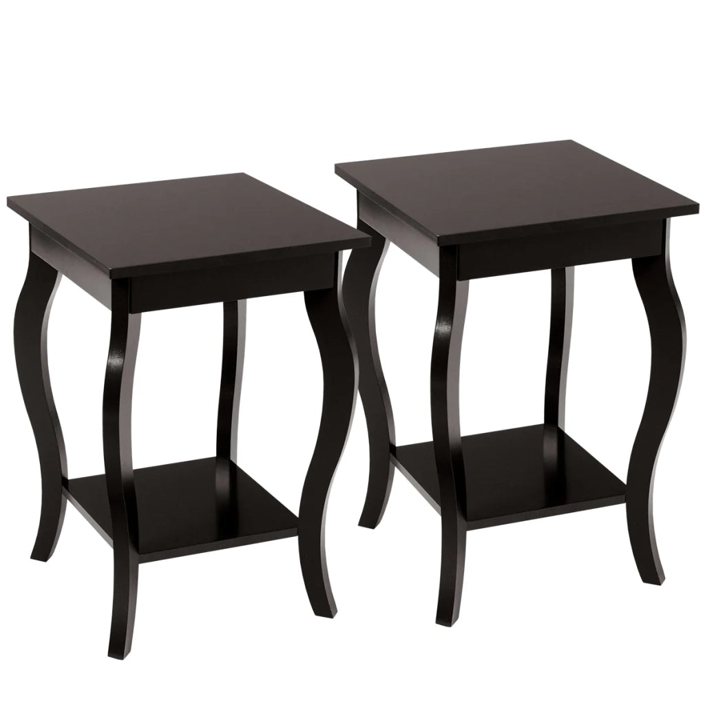 Set di 2 tavolini quadrati 40 x 40 x 60 cm design moderno 2 livelli pratico contenitore legno marrone 20_0012495