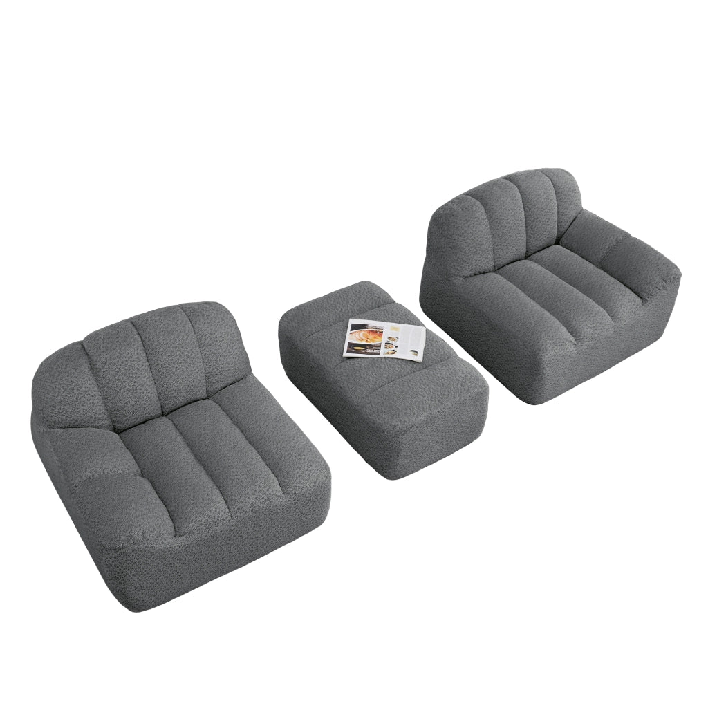 Divano Modulare 2 Posti Angolare con Ottoman ¨C Xylo ¨C Grigio, Tessuto, Senza Montaggio
