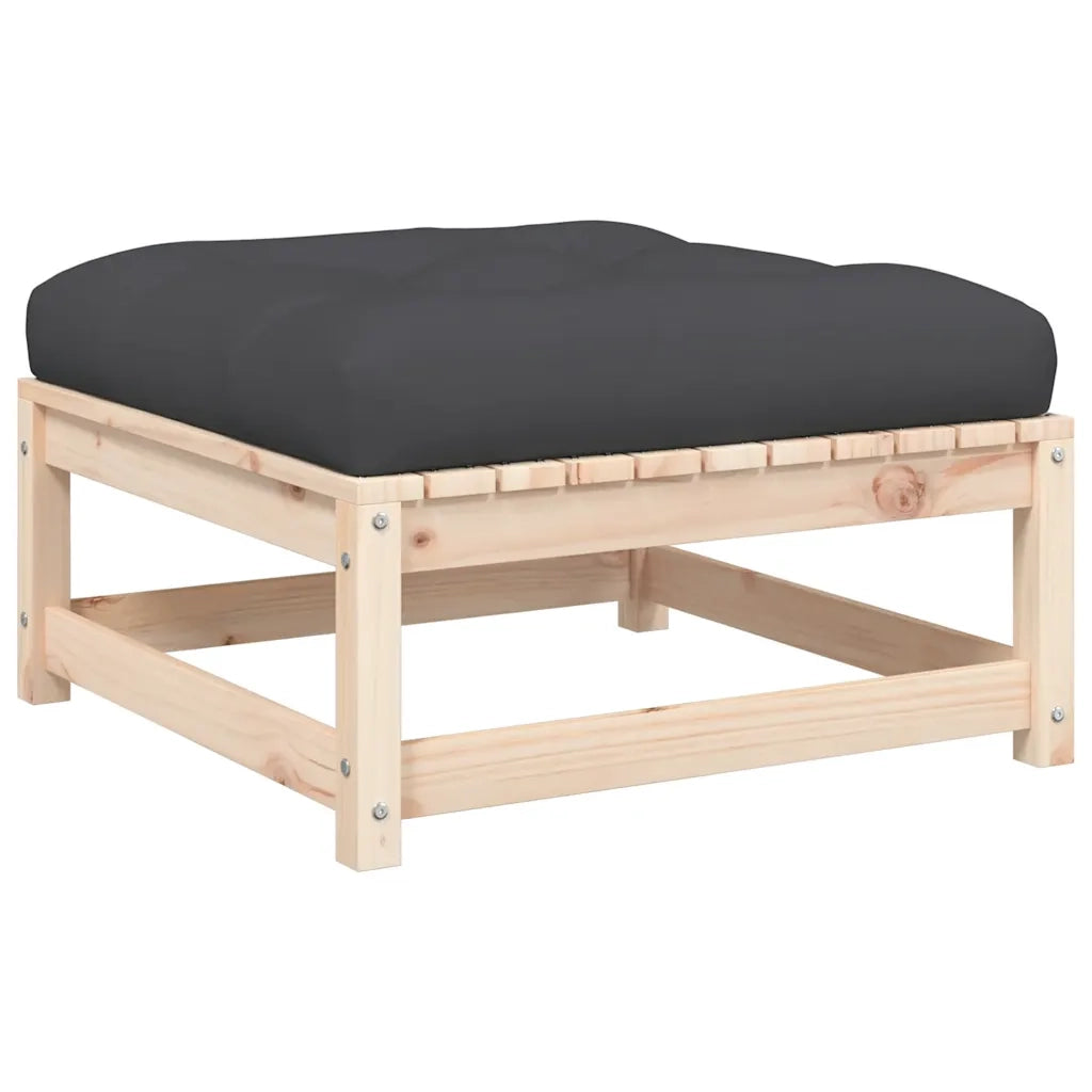 Sedia da giardino-Poggiapiedi da Giardino con Cuscini 2 pz Legno Massello di Pino 708307