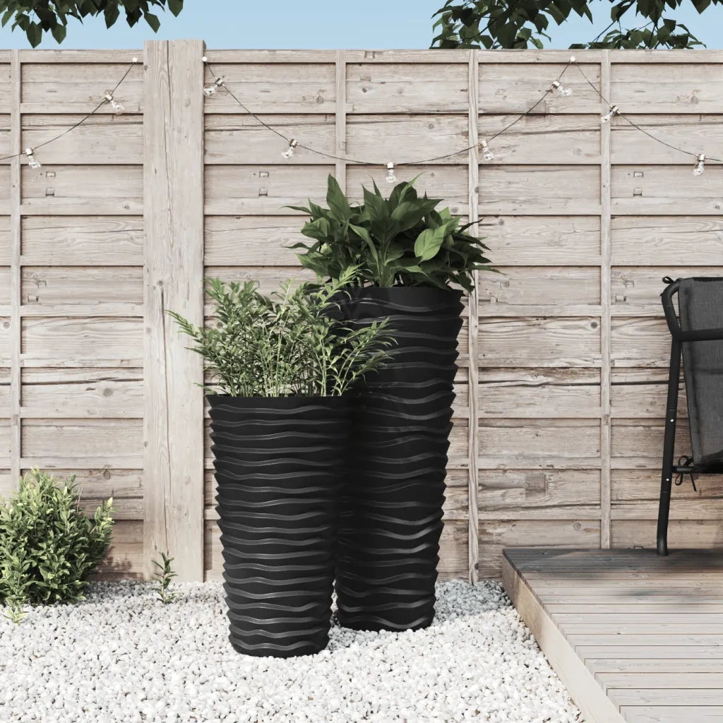 Fioriera | Cassetta per fiori | Vaso con Interno Rimovibile Antracite 8/22 L PP Scanalato
