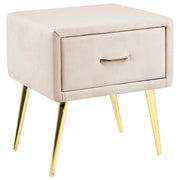 Comodino con rivestimento in velluto beige Comodino con 1 cassetto Mobili per camera da letto dal design minimalista