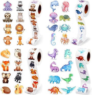 2000 pezzi di adesivi in forma di animali cartoon per bambini - Adesivi di ricompensa per animali con retro superficie autoadesiva idrorepellente - Rotolo di adesivi per skateboard, bagaglio, scrapbook, laptop e bottiglia di acqua