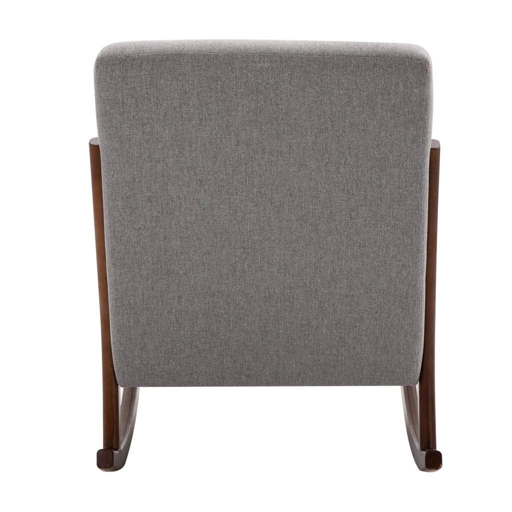 EasyComfort Poltrona a Dondolo Imbottita, Design Vintage in Legno e Poliestere Grigio, per Interni, Ufficio, Soggiorno, 64x86x80cm