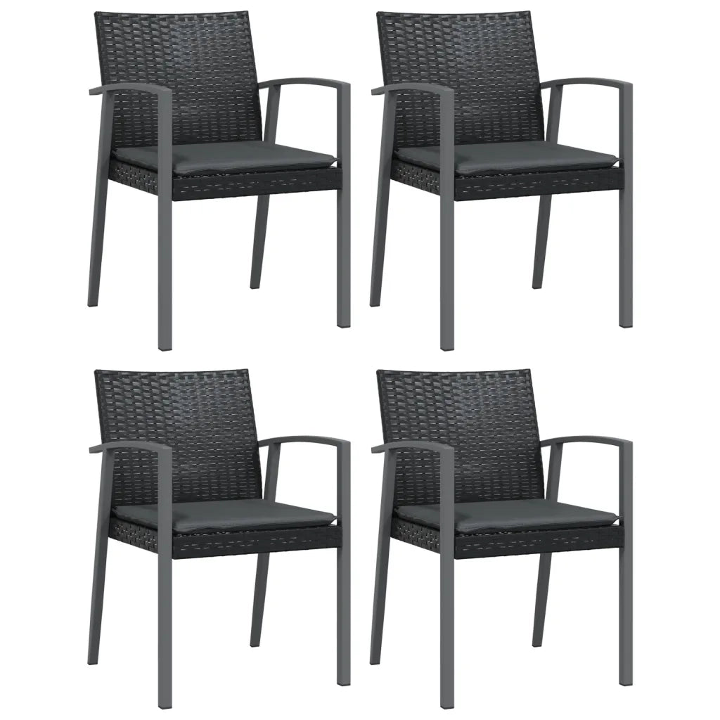 Set Pranzo da Giardino 5pz con Cuscini in Polyrattan e Acciaio