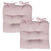 SET 2 CUSCINI DA SEDUTA COLORE ROSA 38X38X8 CM IMBOTTITURA MORBIDA PROVVISTI DI LACCI LAVABILI A 30°