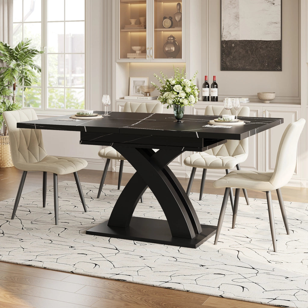 TAVOLO DA PRANZO ESTENSIBILE 120-160 x 80 x 76 cm MDF Nero