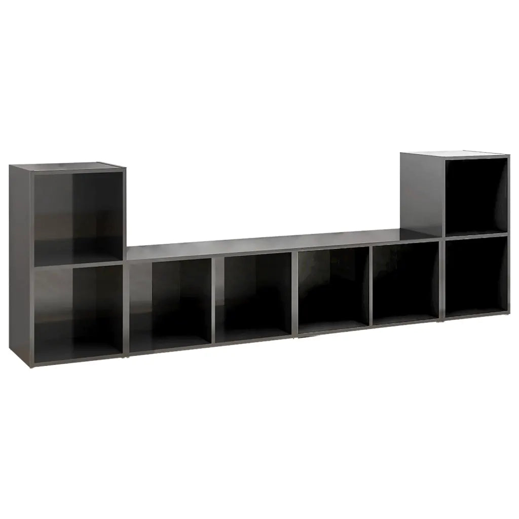Mobili TV 4 pz Grigio Lucido 72x35x36,5 cm in Legno Multistrato 3079978