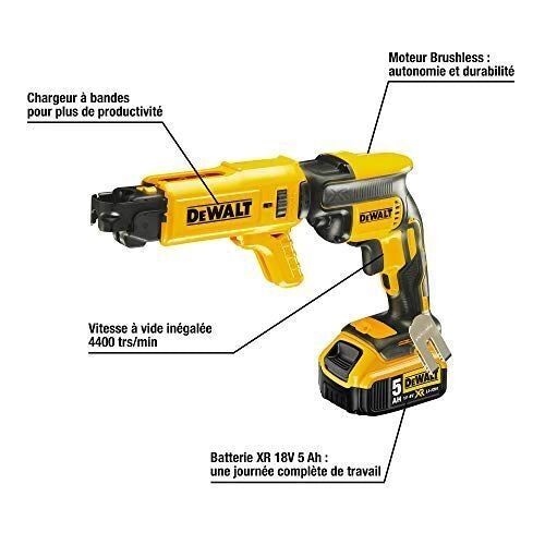 DEWALT DCF620D2K-QW Avvitatore per cartongesso 18V 2 batterie 2.0 Ah motore brushless velocita' 0-4400 rpm coppia 30 Nm attacco 1-4'' colore Nero