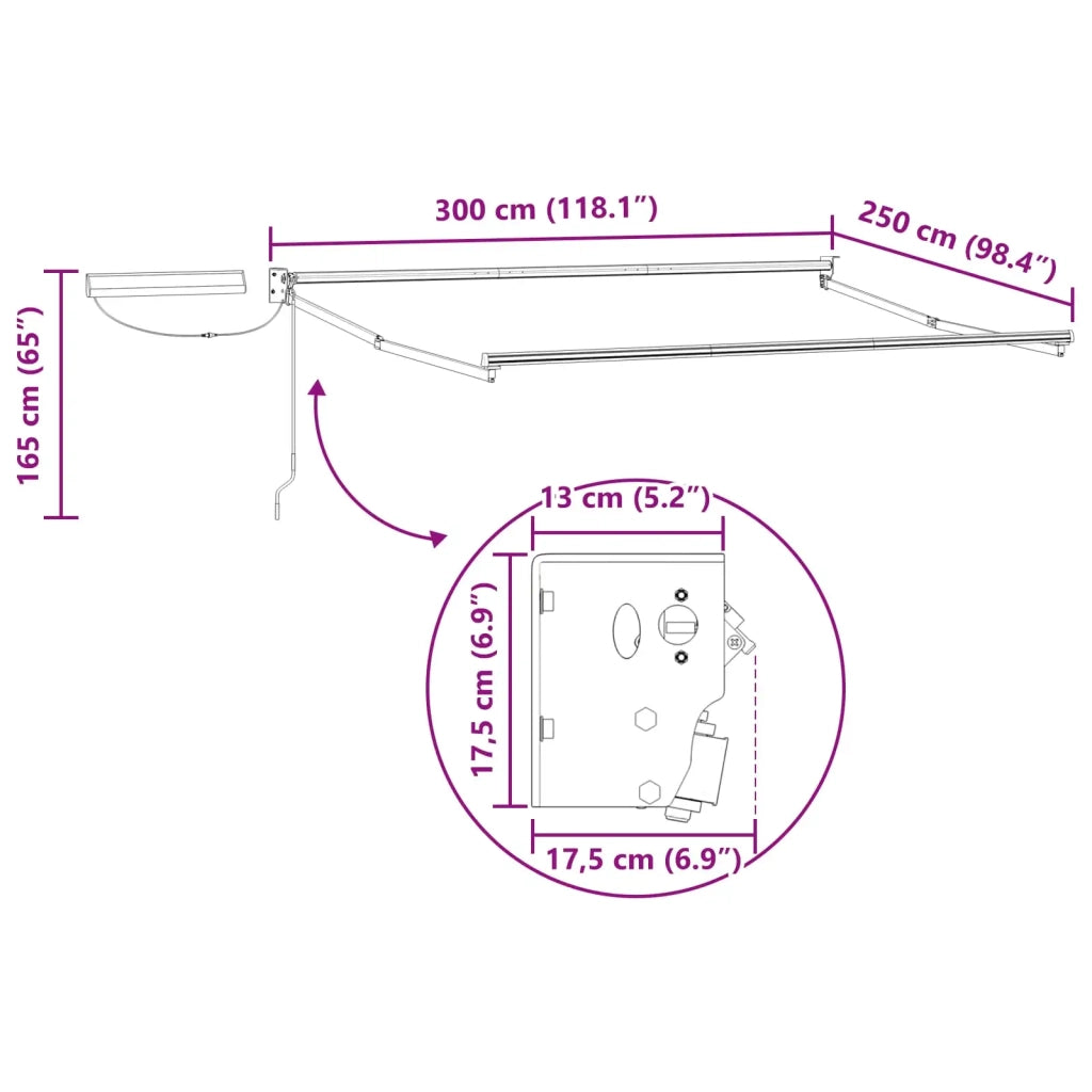 Struttura della tenda elettrica retrattile Antracite 3 x 2,5 m