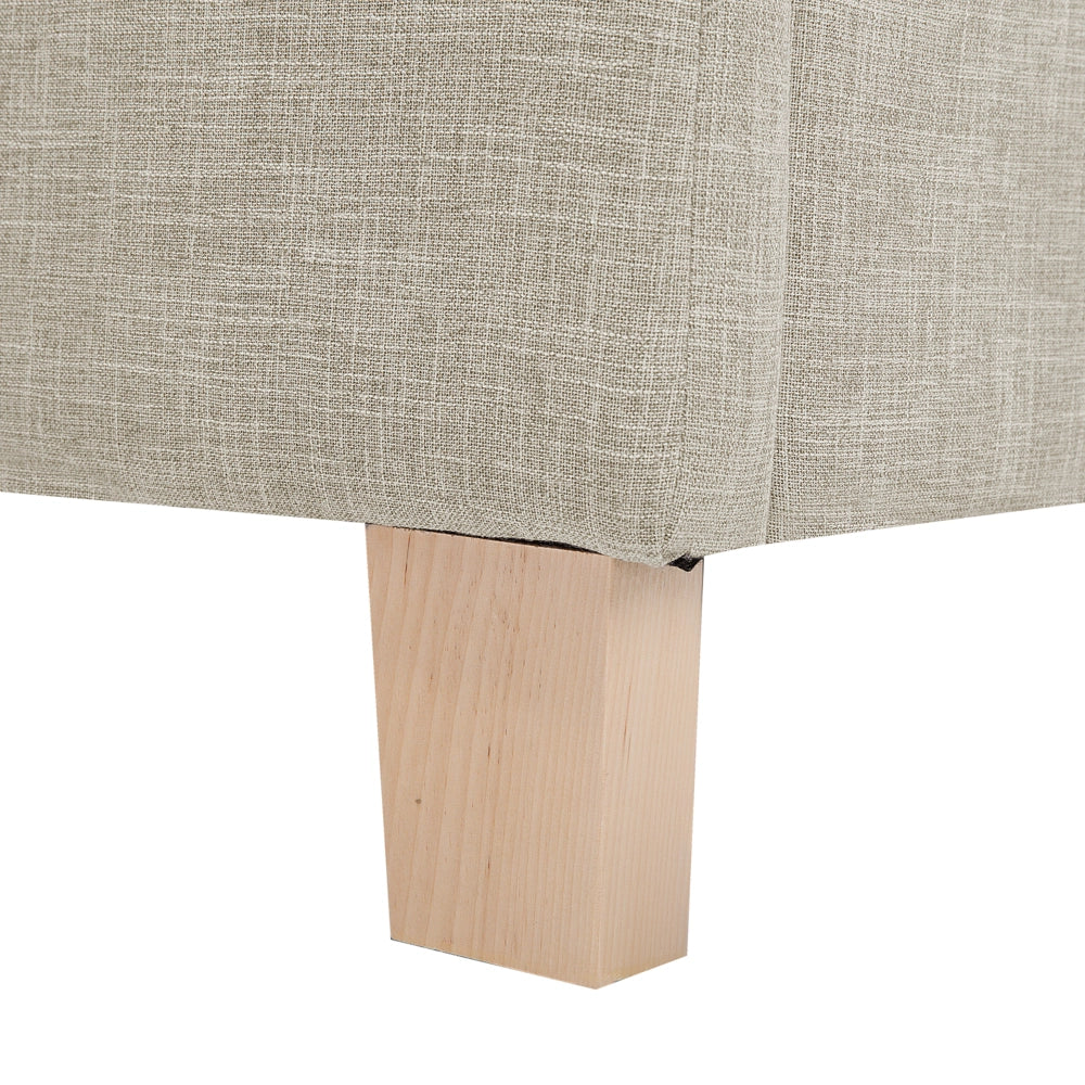 Letto rivestimento in tessuto beige Gambe in legno 180 x 200 cm a doghe con testiera in stile scandinavo minimalista