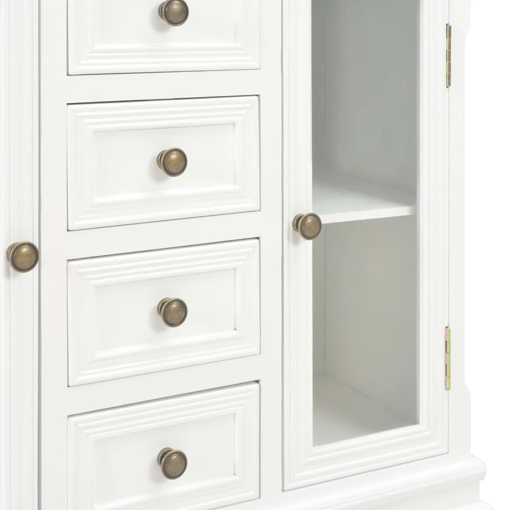 Credenza-Buffet-Armadio da cucina Bianca 70x28x70 cm in Legno Massello di Pino