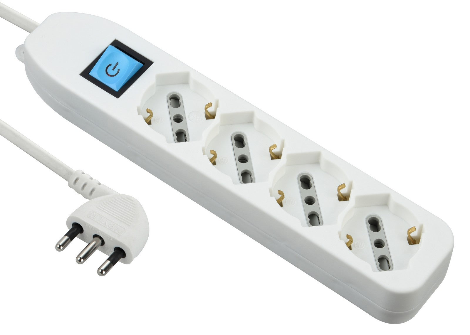 multipresa 4prese bipasso/schuko + interruttore bianca figura 8 cod:ferx.98624