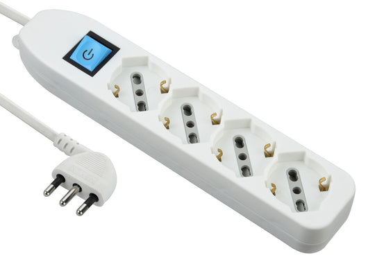 multipresa 4prese bipasso/schuko + interruttore bianca figura 8 cod:ferx.98624