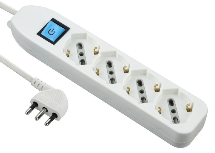 multipresa 4prese bipasso/schuko + interruttore bianca figura 8 cod:ferx.98624