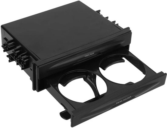 Autoradio Opbergdoos Multifunzionale 2-in-1 Universale 1DIN - 2 Livelli - Materiale ABS - Contenitore per Caffè - Supporto per Radio