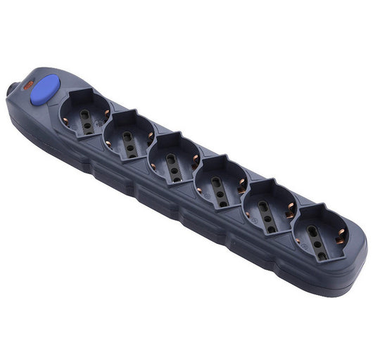 multipresa 6prese bipasso/schuko+interruttore senza cavo nera figura 10 cod:ferx.98629