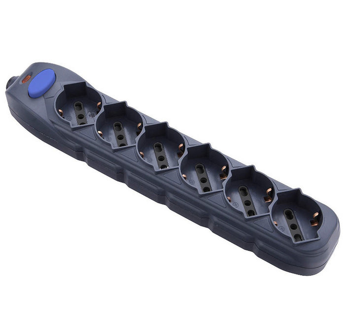 multipresa 6prese bipasso/schuko+interruttore senza cavo nera figura 10 cod:ferx.98629