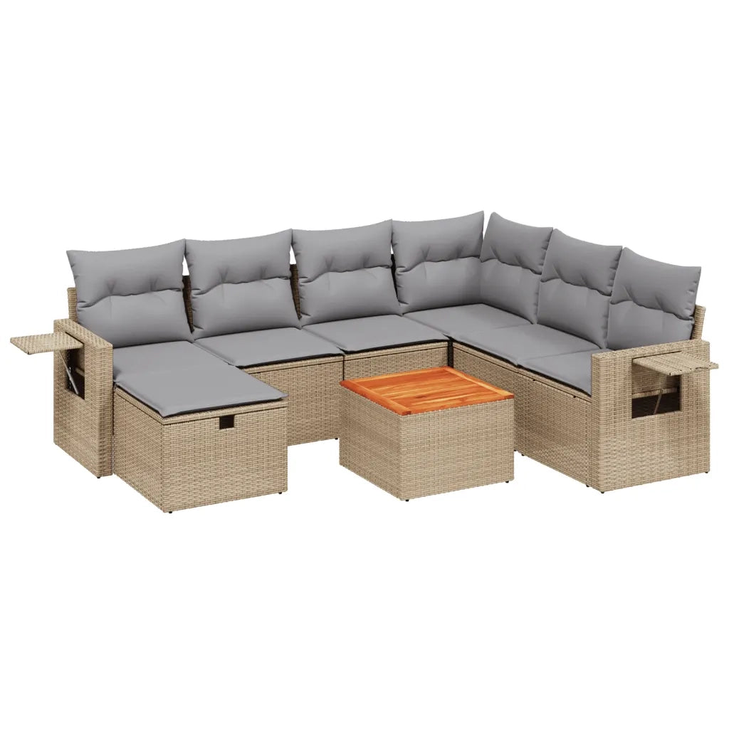 Set Divano da Giardino 8 pz con Cuscini Beige Misto Polyrattancod mxl 116200