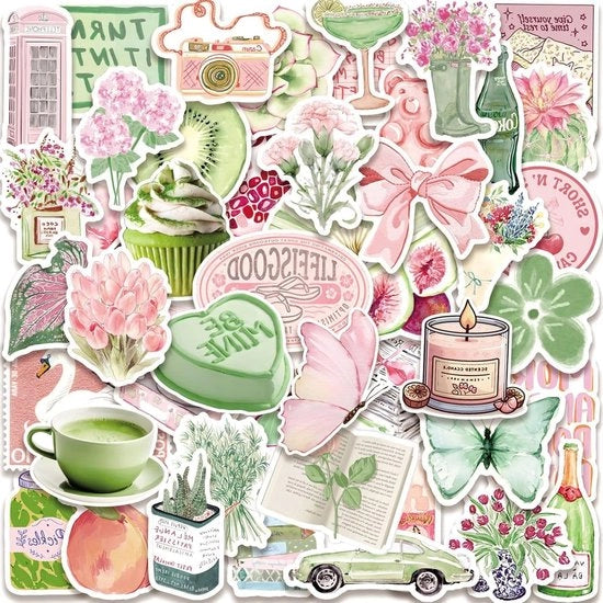 Set di adesivi matcha da 100, impermeabili e carini per scrapbooking, laptop, borse e bottiglie d'acqua