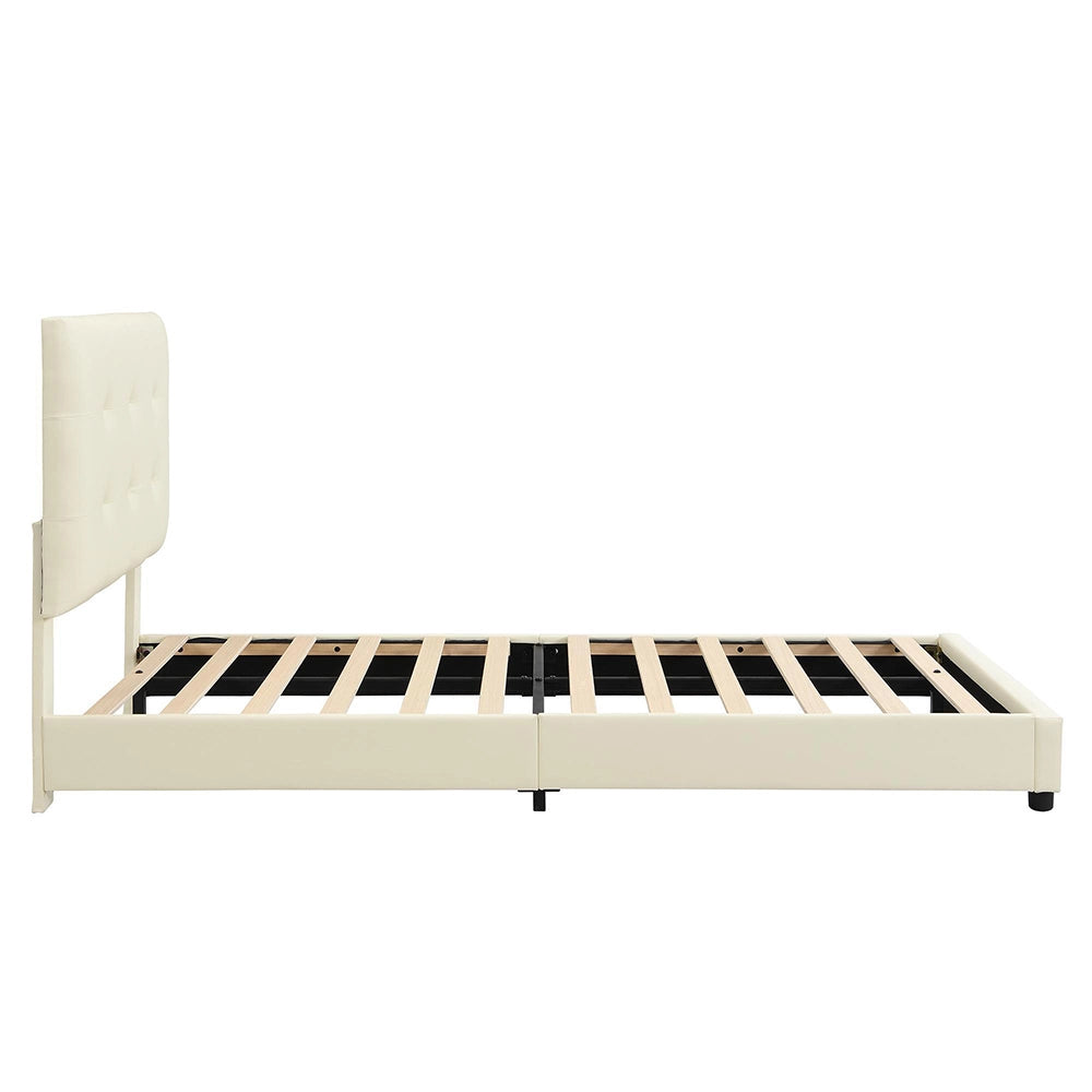 Letto imbottito-Xylo-90x200cm testiera biscotto schienale morbido beige