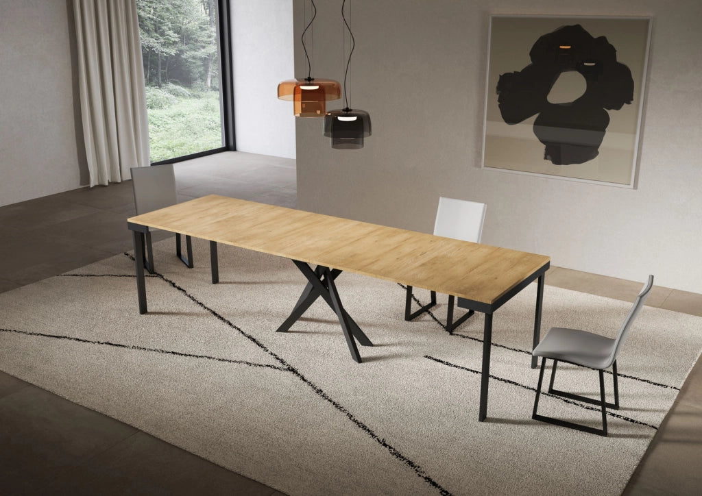 Consolle allungabile 90x40/300 cm Saki Evolution quercia natura telaio antracite