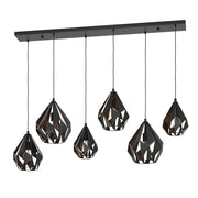 Lampadario A Sospensione Vintage Carlton 1 Acciaio Nero Rame 6 Luci E27