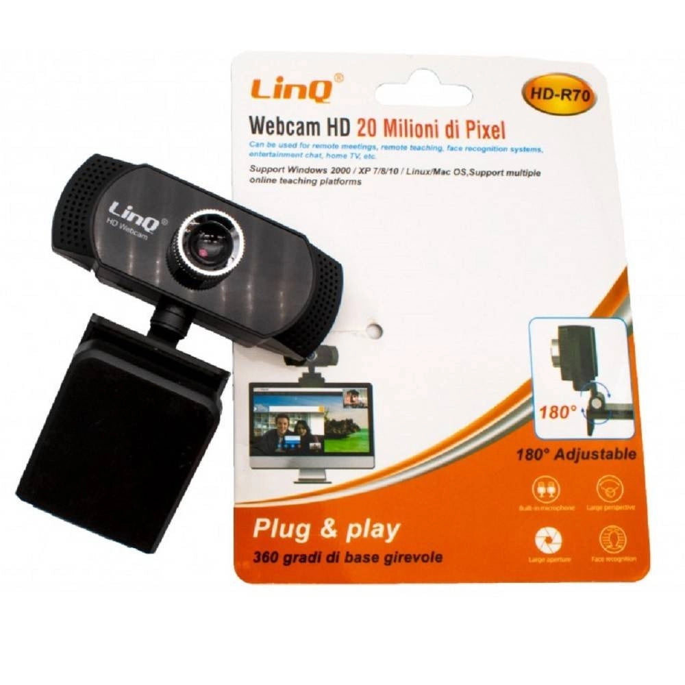 Trade Shop - Webcam Usb Full Hd 1080p 20 Milioni Pixel Con Microfono Per Windows Mac Hd-r70 -