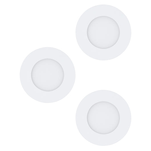 Faretto Ad Incasso Moderno Fueva 1 In Metallo Bianco 3 Luci Led 2,8W 3000K
