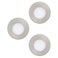 Faretto Ad Incasso Moderno Fueva 1 In Metallo Nichel Satinato 3 Luci Led 2,8W