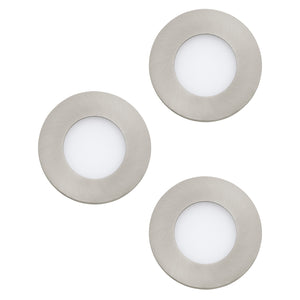 Faretto Ad Incasso Moderno Fueva 1 In Metallo Nichel Satinato 3 Luci Led 2,8W