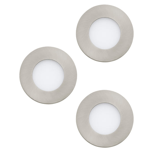 Faretto Ad Incasso Moderno Fueva 1 In Metallo Nichel Satinato 3 Luci Led 2,8W
