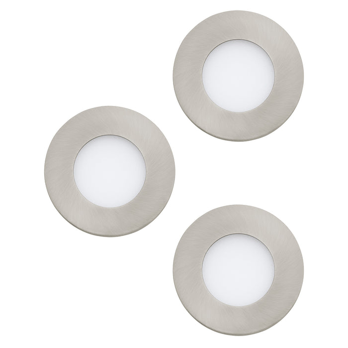 Faretto Ad Incasso Moderno Fueva 1 In Metallo Nichel Satinato 3 Luci Led 2,8W