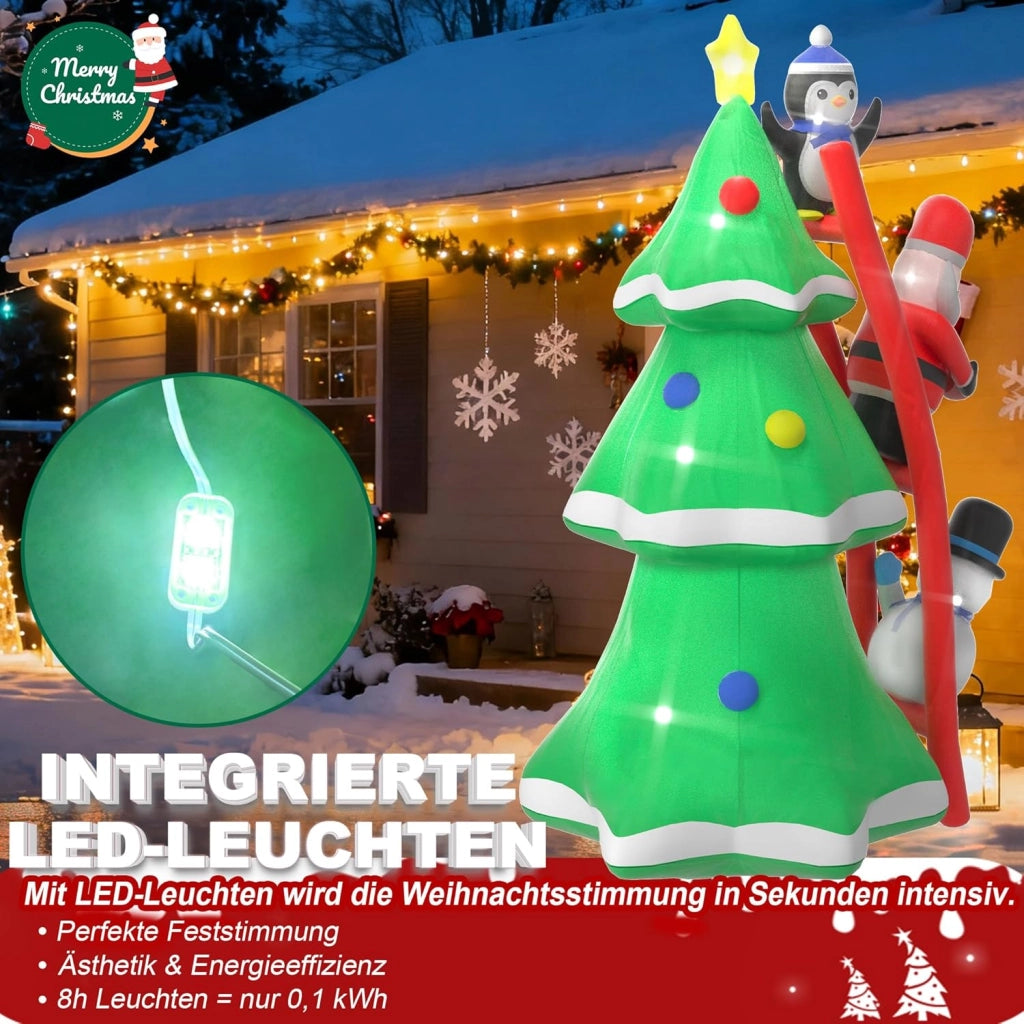 Albero di Natale gonfiabile con illuminazione e ventilatore silenzioso, 240 cm, figure di Natale gonfiabili, decorazione natalizia per interni ed esterni