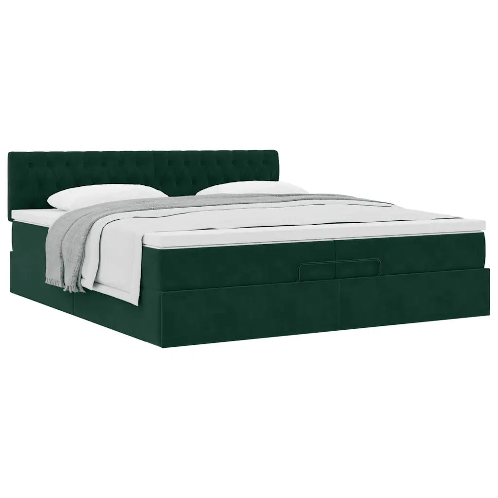 Struttura Letto Pouf con Materasso 200x200 cm in Velluto 3311870