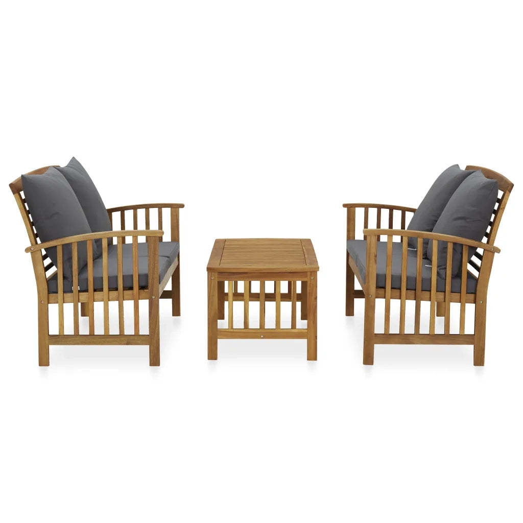 Set Divani da Giardino 3 pz con Cuscini in Massello di Acacia 3057980